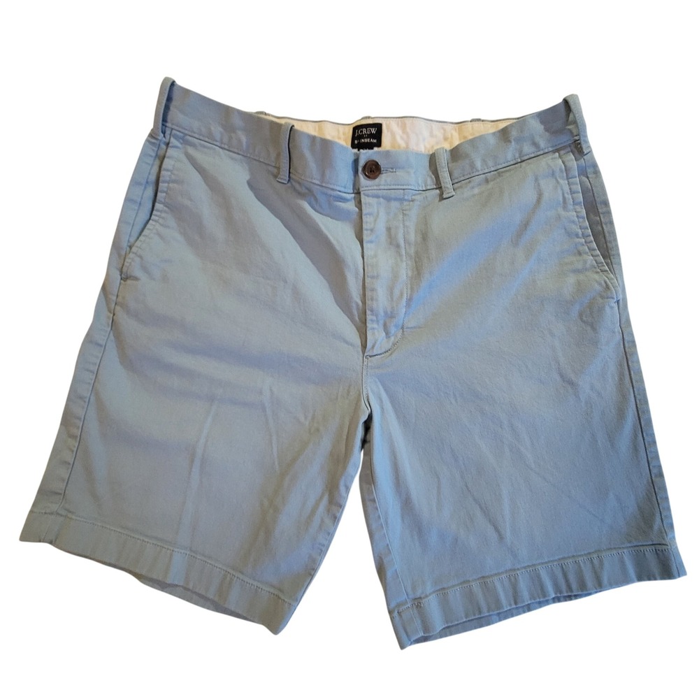 J.Crew Chino‎ Shorts Mens 34 Light Blue 9" Inseam Stretch Cotton Flat Front